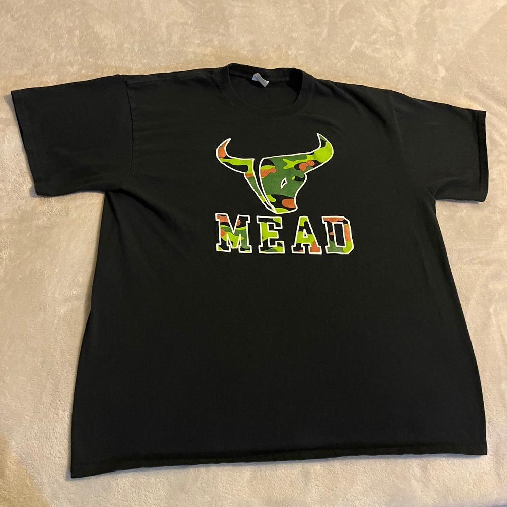 Texas Longhorns Mead‎ Black T-Shirt XL Bull Camouflage Graphic Tee Menswear NCAA